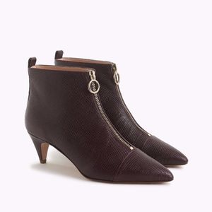 J Crew pointy ankle boot with front zip. NEW!!
